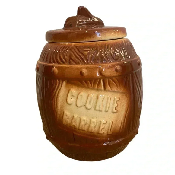 Vintage 1950s Cookie Barrel Brown Cookie Jar - Picture 1 of 10